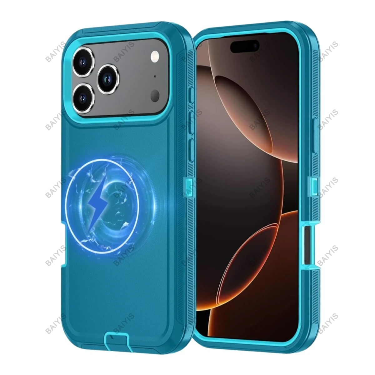 (azul, Iphone 13) Capa Protetora Resistente A Impactos, Compatível Com Carregamento Sem Fio Magnético Magesafe.