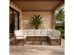 Vidaxl Conjunto De Sofá De Jardim 10 Unid. Bege Vime Pe