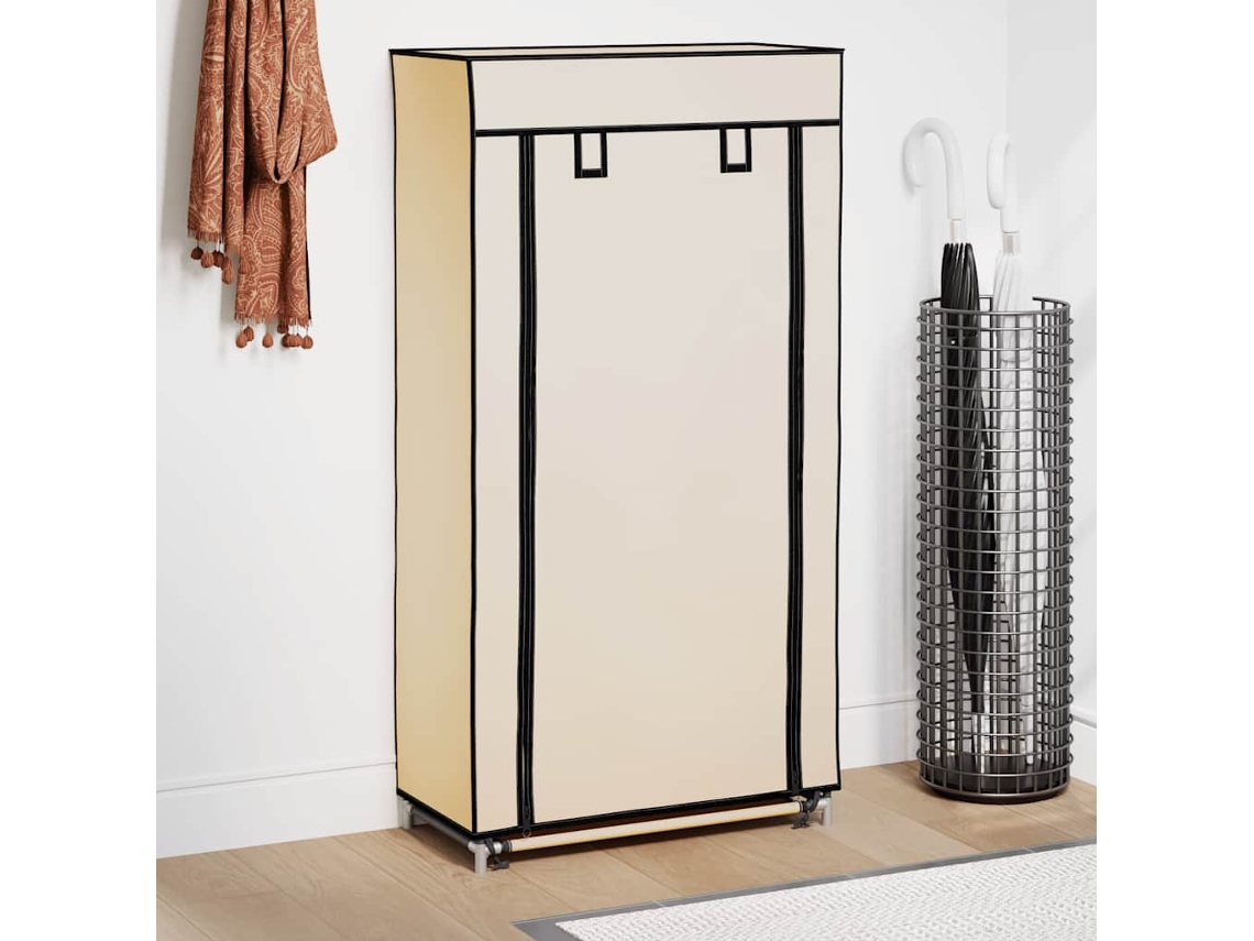 Vidaxl Sapateira Com Cobertura 58x28x106 Cm Tecido Cor Creme