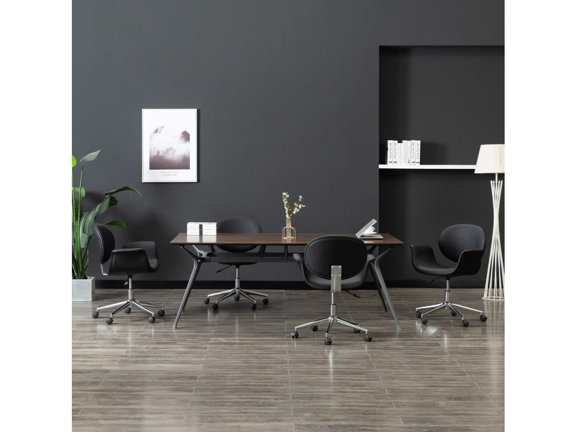 Vidaxl Cadeiras De Jantar Giratórias 4 Pcs Couro Artificial Preto