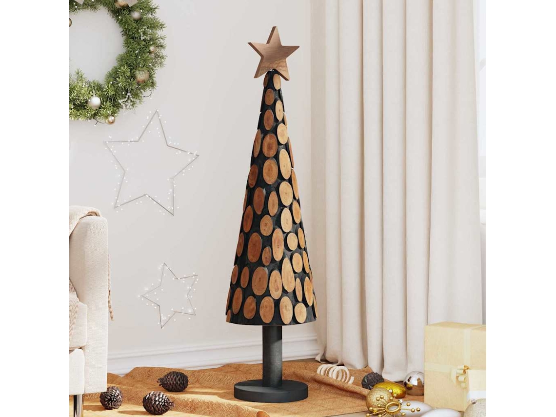 Vidaxl Árvore De Natal Castanho 120 Cm Madeira De Teca Maciça
