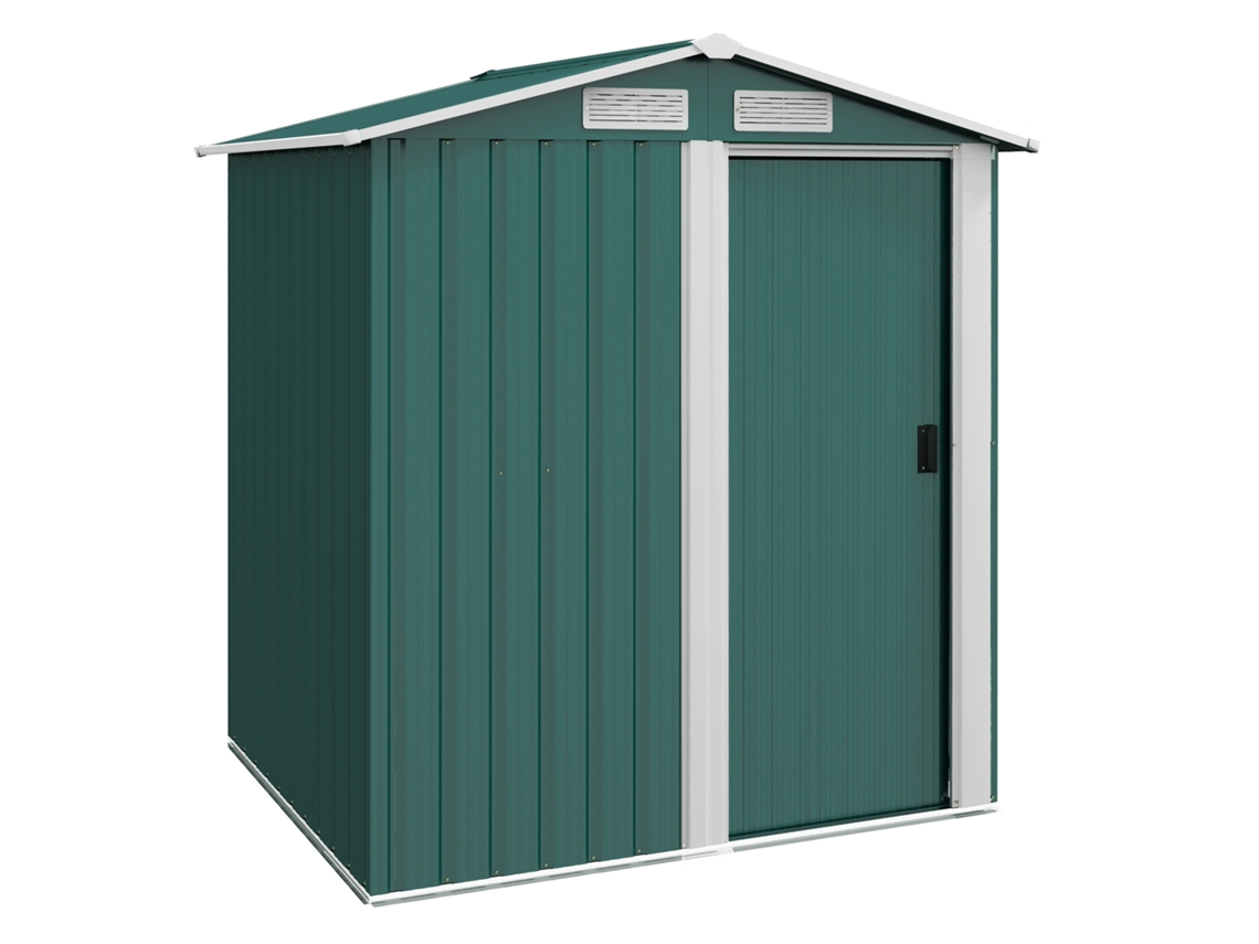 Porta ferramentas de aço para galpão de jardim com telhado inclinado e 4 saídas de ar 152x132x188cm verde S/MARCA
