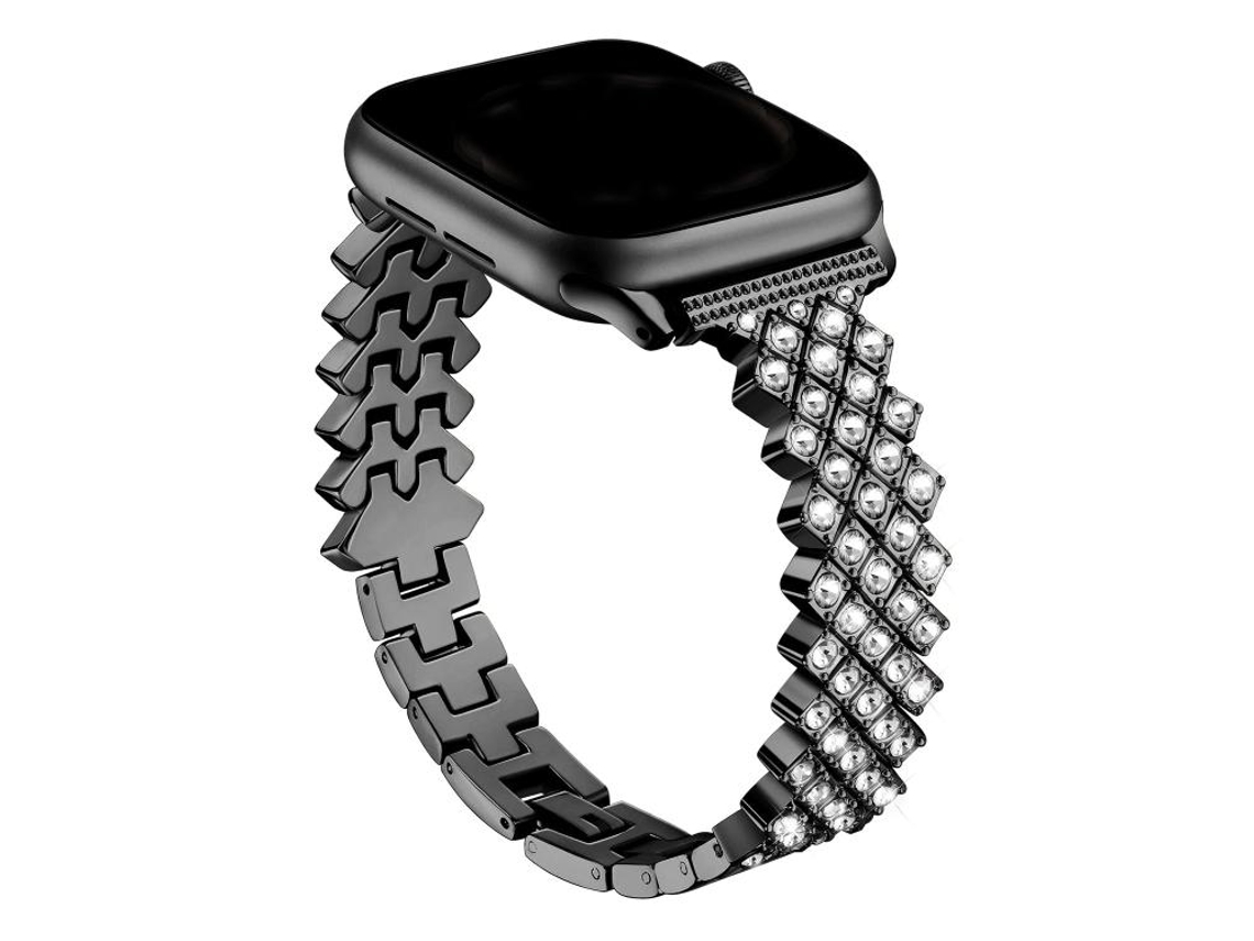 Bracelete para Apple Watch 46/49/45/44mm Liga de Zinco com Diamante Rômbico Ouro Rosa XIAOMOYU