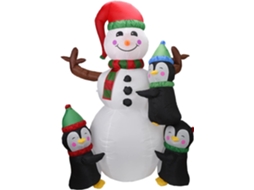 Decoração Inflável De Natal Para Áreas Externas, Boneco De Neve Com Pinguim, Luzes Led Internas, Perfeita Para Alegria No Feriado, Portátil E À Prova