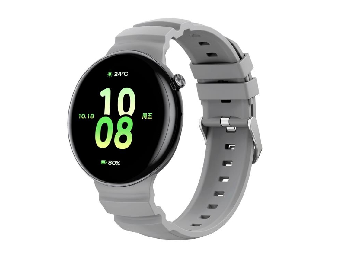 Bracelete Para Honor Watch Fit Ocean - Silicone Duas Cores - Dupla Fileira De Furos - Fivela Prateada Cinza