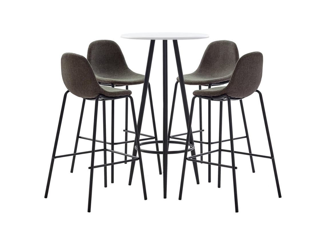 Vidaxl 5 Pcs Conjunto De Bar Tecido Cinzento-escuro