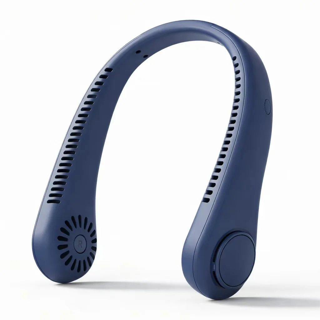 (azul 1200mah) Ventilador De Pescoço Portátil Recarregável Via Usb, Sem Hélices, Ventilador De Resfriamento Para Uso No Pescoço