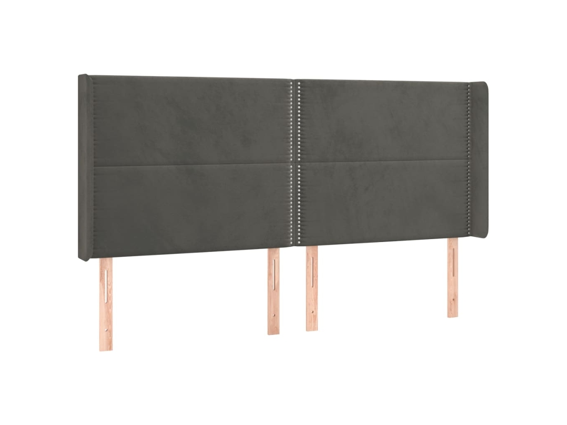 Cabeceira de Cama com Abas Veludo Cinzento Escuro MAISON EXCLUSIVE (163x16x118 cm)