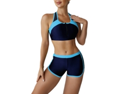 Traje de Banho Bikini Feminino Azul L com Zíper Frontal