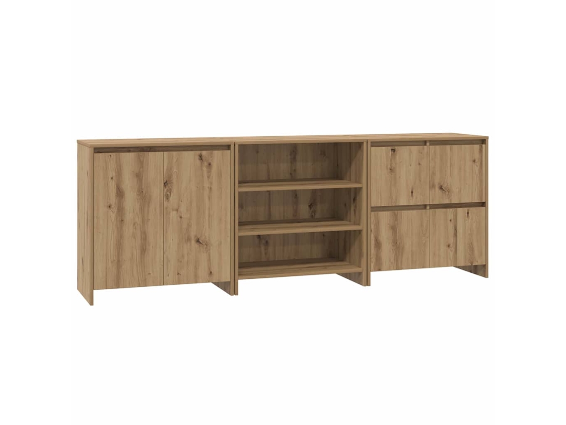 Buffet com gaveta, 3 peças, Carvalho Artesanal, 70x41x75 cm, MAISON EXCLUSIVE