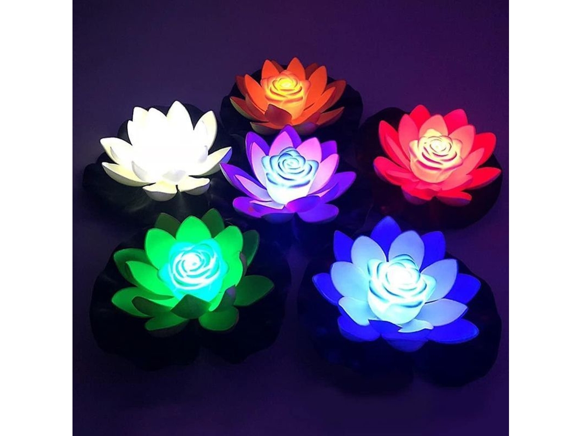 Lâmpada de Lótus Flutuante LED Artificial 18cm para Jardim e Piscina com Marca