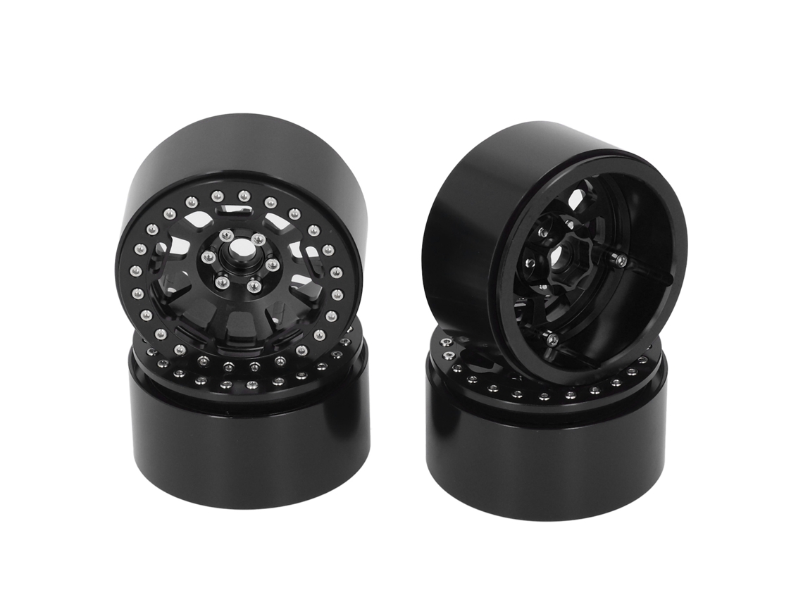 4 Peças De Roda De Alumínio De 2,2 Polegadas Para Traxxas Defender Axial Scx10 Scx10 Ii 90046 90047 1/10 Rc Crawler Preto