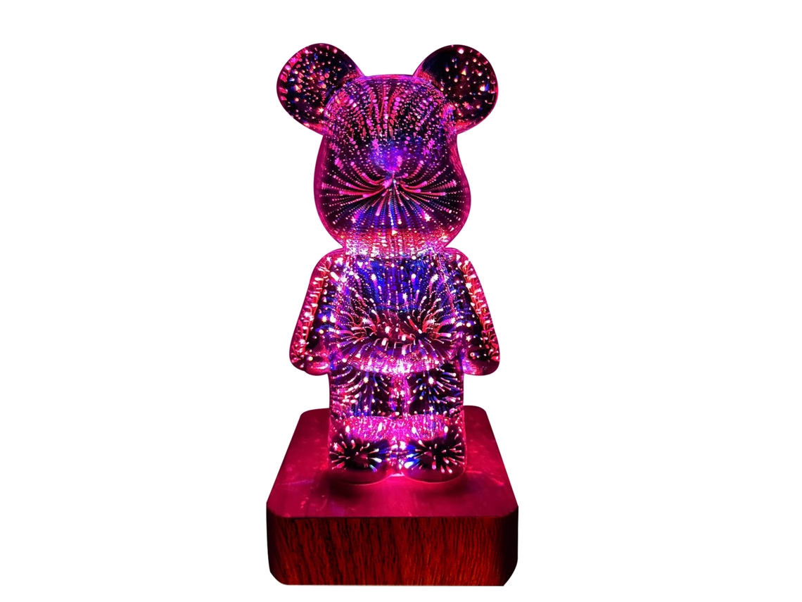 Luz Noturna Netflix Ursinho 3d Fogo Artificial Cor Multicolor Efeito Dimensional