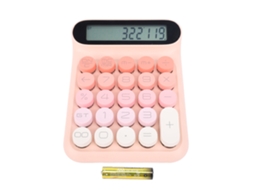 Calculadora Mecânica Rosa 24 Teclas Lcd