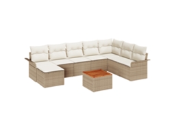 Conjunto 9 Conjunto De Sofá De Jardim Vidaxl Bege Vime Pe (55 X 55 X 37 Cm)