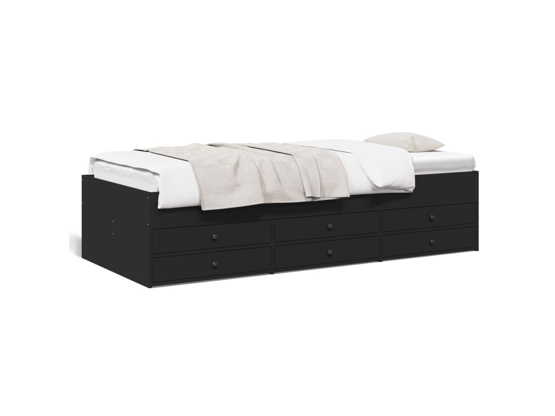 Daybed, Daybeds Vidaxl Preto Madeira Processada (75 X 190 Cm)