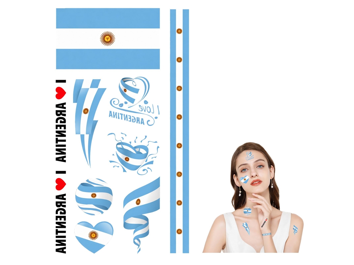 30 Unid Tatuagens Temporárias da Bandeira da Argentina, Impermeáveis. Indicados para Eventos Esportivos 2026, Dia da Independência e Festas.