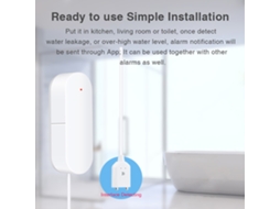 Sensor de Vazamento de Água Wifi Sem Fio Ip67 com Notificação Remota Inteligente para Casa