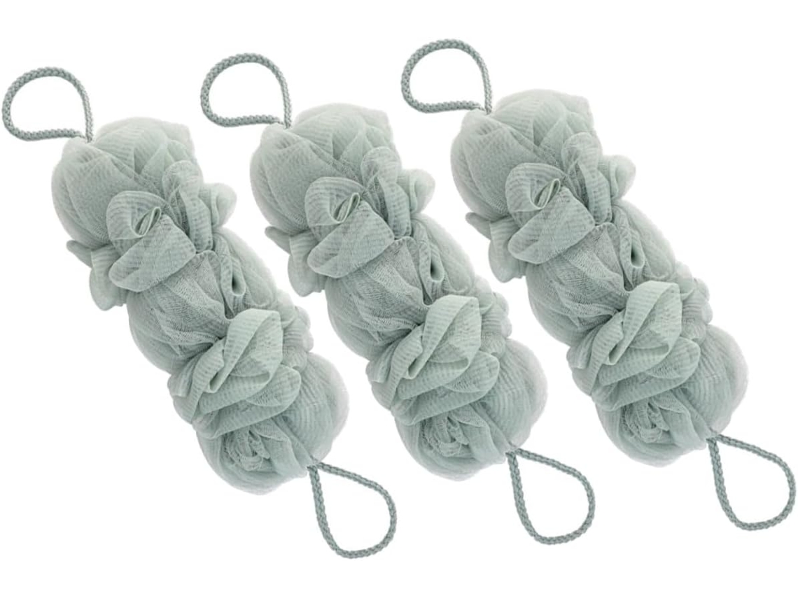 Conjunto Ukcoco Com 3 Esponjas Esfoliantes De Bucha Vegetal Tamanho Médio, Azuis, Esfoliantes Suaves Para O Corpo