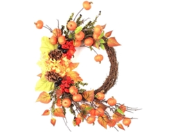 Decorações De Outono Guirlanda De Outono Para Porta De Entrada Abóboras Frutas Vermelhas Guirlandas Gokoco