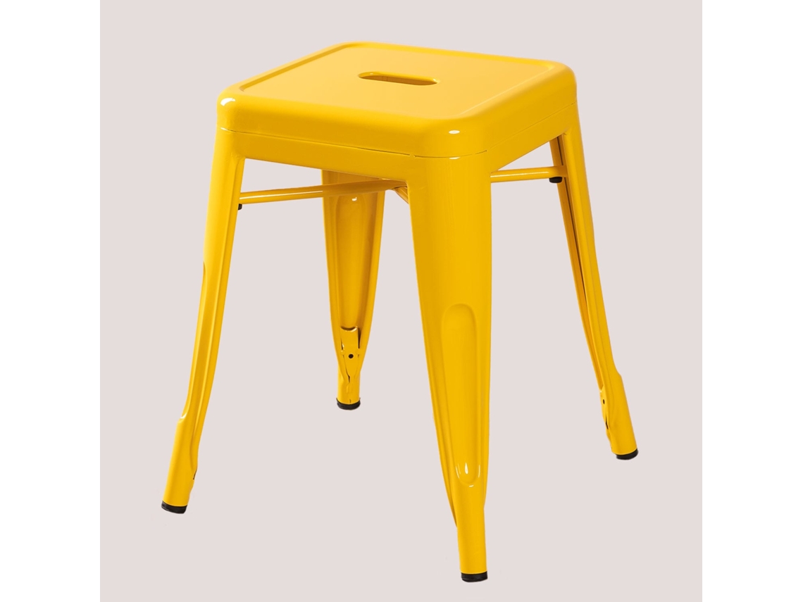 Banco baixo empilhável Lix 45 cm em aço, amarelo escuro Sklum