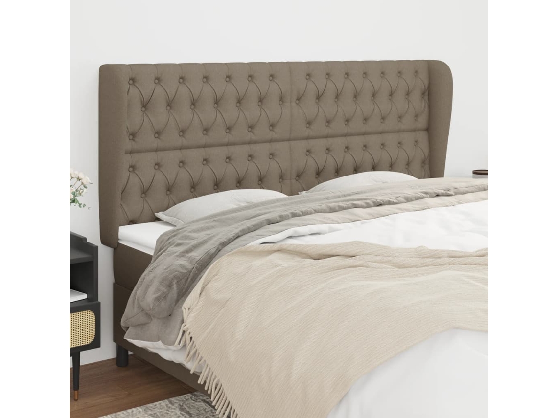 Vidaxl Cabeceira Cama Abas Tecido 183x23x118/128 Cm Cinza-acastanhado