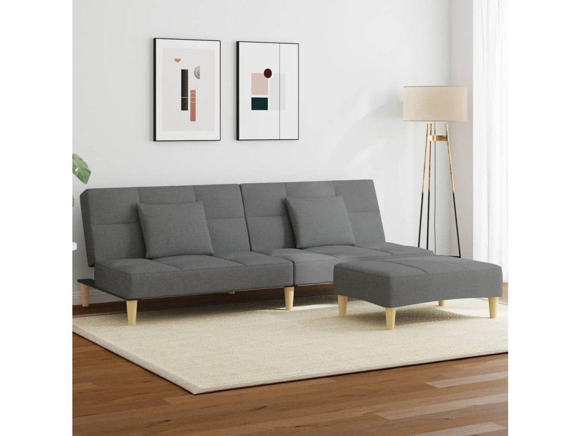 Sofá cama 2 Lugares C/ Pés Tecido Cinzento escuro HARLANV1