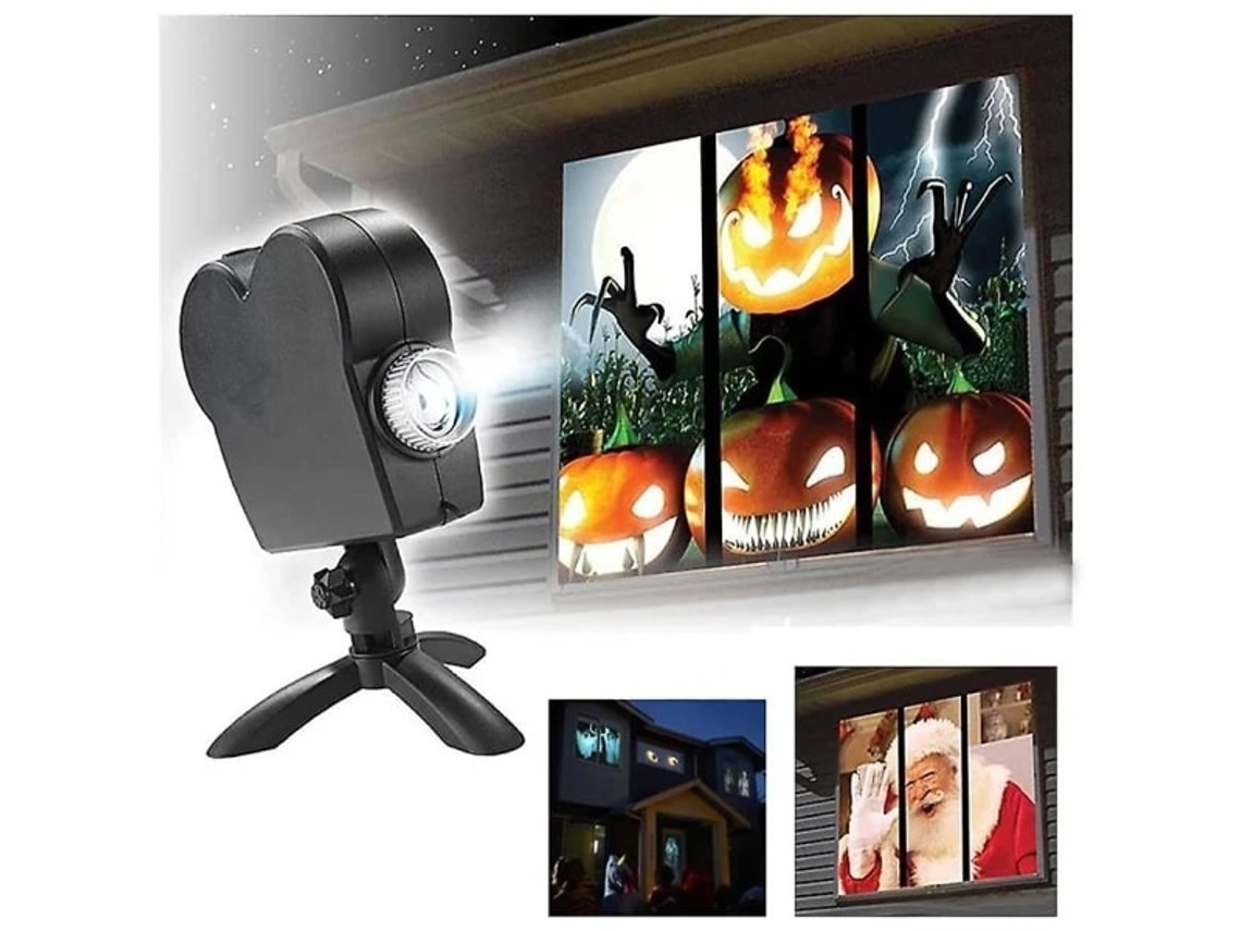 Projetor Holográfico de Led para Janelas com Tema Natalino e Halloween, Fy BRILVIBERA