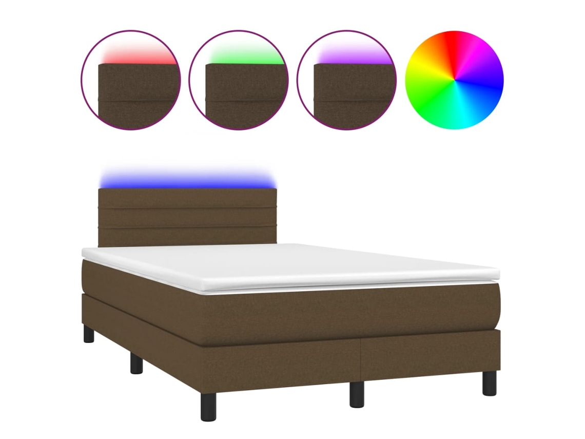 Cama Box Spring com Colchão, led 120x190 cm Tecido Castanho escuro MAISON EXCLUSIVE