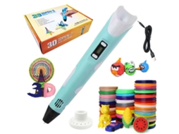 3D Caneta Impressão Inteligente 3Dblb para Brinquedos para Crianças 3M X 20 Cores Pla/Abs- Azul