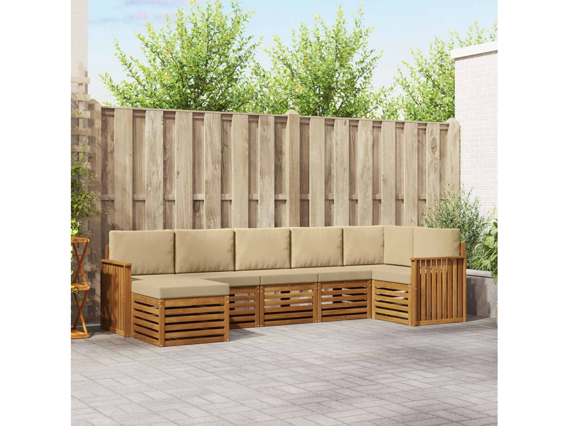 Vidaxl Conjunto De Sofás Para Exterior 7 Unid. Natural E Bege
