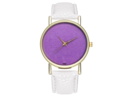 Relógio de Pulso Analógico de Dial Redondo Fashion com Movimento de Quartzo Branco