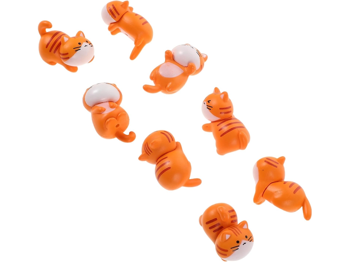Conjunto De 8 Miniaturas De Gatos Em Resina.