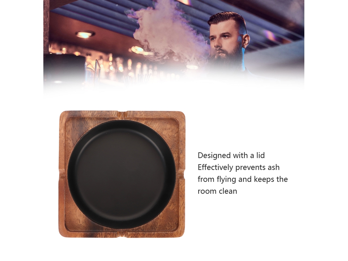 Cigar Ashtray (matte Black Walnut, Windproof) Eoocoo