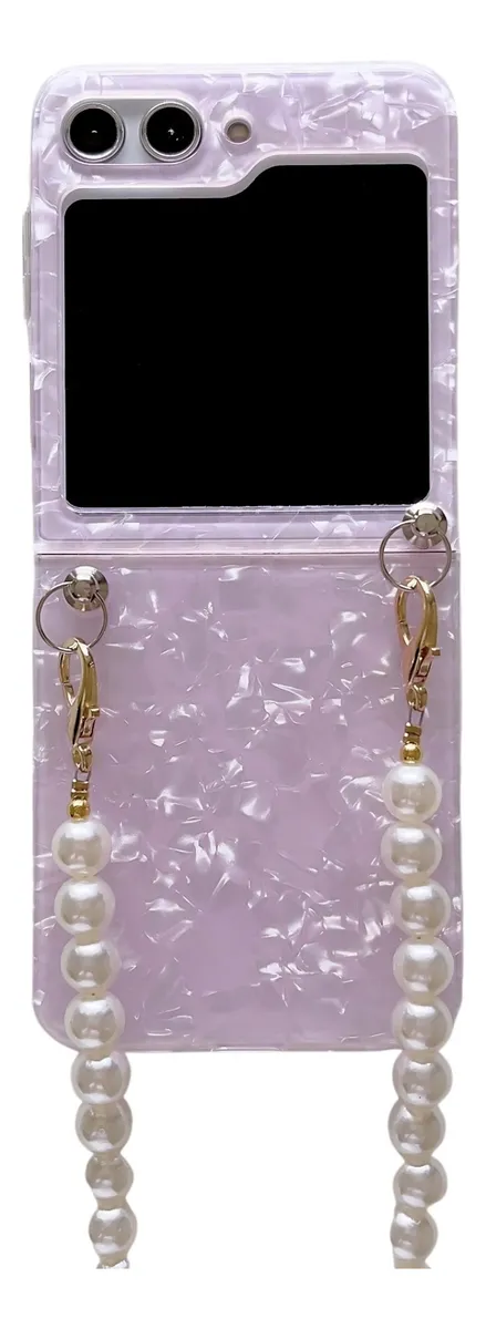 Capa Com Corrente De Pérolas Coloridas Para Samsung Z Flip 5