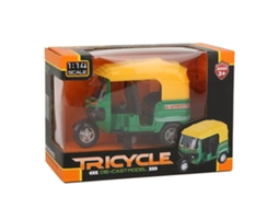 Primerox brinquedo Moto Triciclo 1:14 com Luz e Som Puxar para Trás Verde