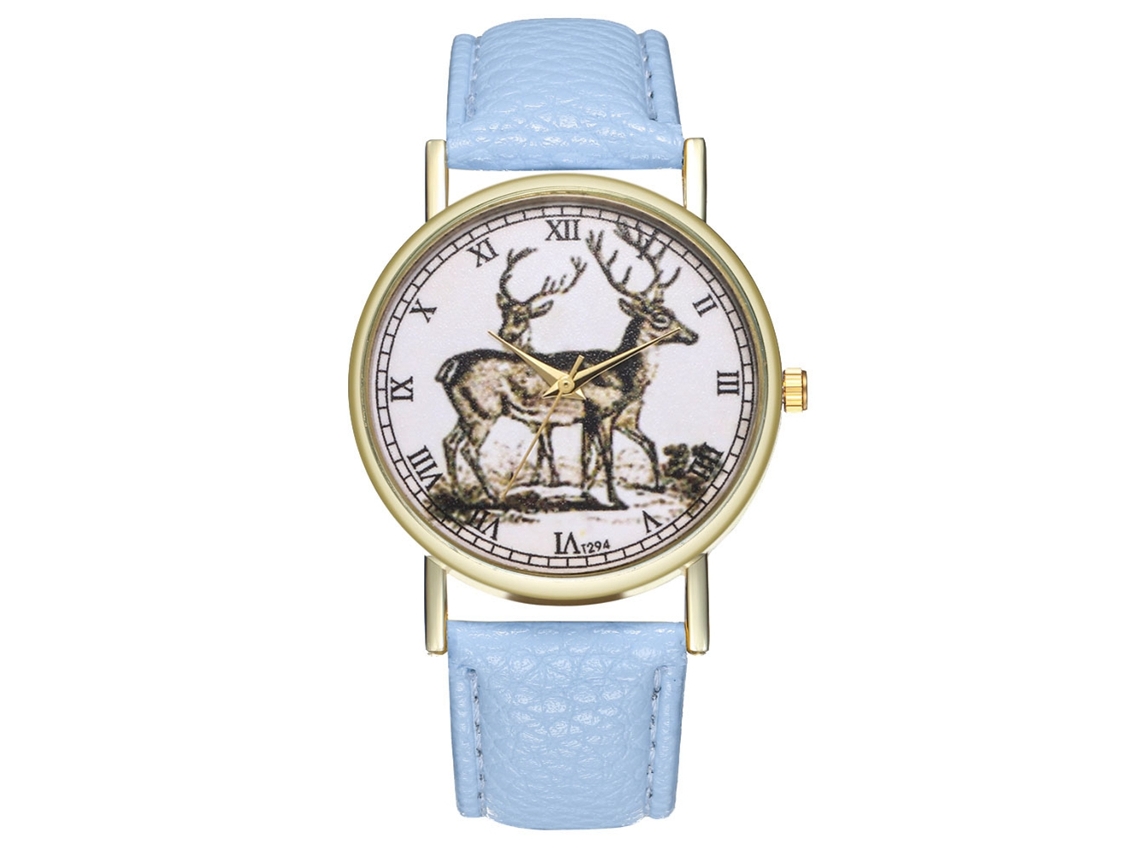 Reloj De Pulsera Elegante De Cuarzo Para Mujer Y Hombre Color Azul Claro