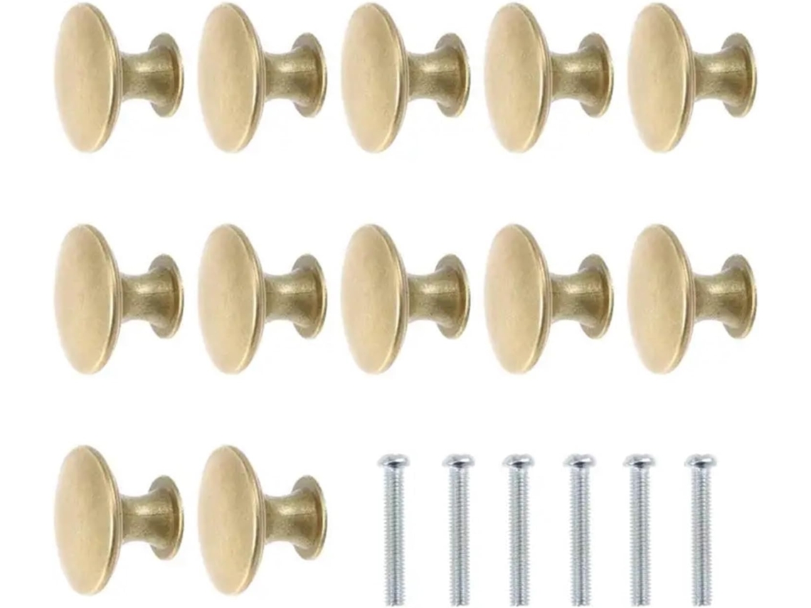 Conjunto De 12 Puxadores Porta Dourados Em Metal, Mini Puxadores Pequenos Para Gavetas E Caixas De Joias Madeira, Com