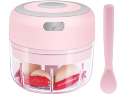Mini Picador De Alho Elétrico [portátil, Sem Fio, 100ml] Mini Picador Elétrico Com Colher, Elétrico (rosa)