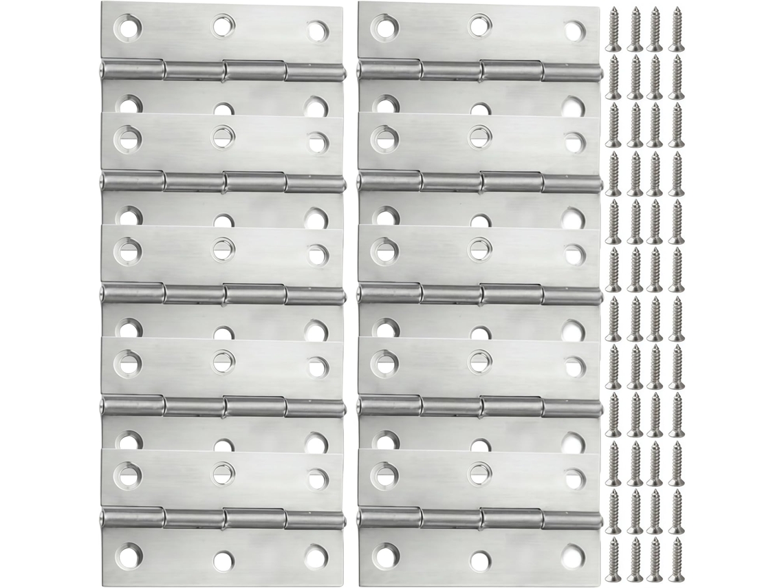Dobradiças Mini Dobráveis Em Aço Inoxidável 304-pacote Com 10 Para Portas De Armários, Janelas E Caixas 2, 6x 1, 46 Polegadas