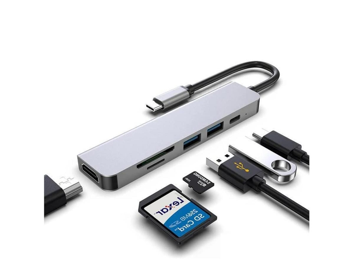 Lurelia Hub Usb-c 6 Em 1 Com 4k 30hz, Hdmi, Usb 3.0, Sd/tf, Pd 60w Para Macbook