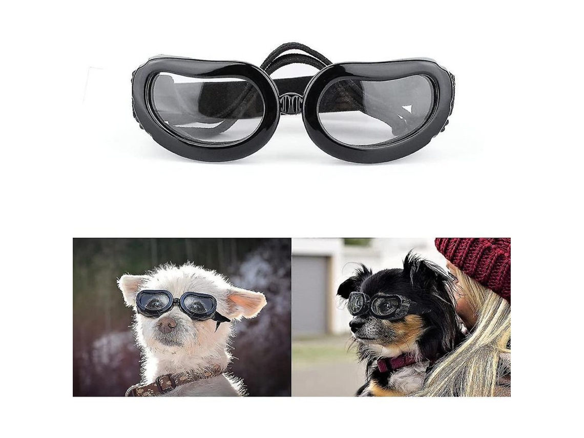 Óculos LINJOU, para cães, proteção UV, ajustáveis, preto