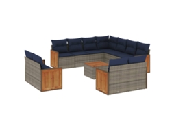 Conjunto de Sofá de Jardim, 12 Peças, Almofadas, Rattan Cinza MAISON EXCLUSIVE