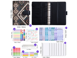 Ethnic Jacquard Fabric Loose Leaf Notebook With Vintage Buckle, Creative Journal Gift Set Black Cloth Texture Deluxe