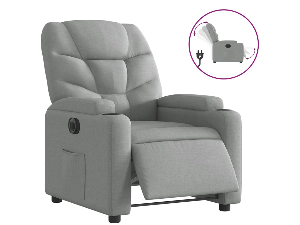 Electric Recliner Chair, Electric Recliner Chairs Vidaxl Cinzeto Tecido