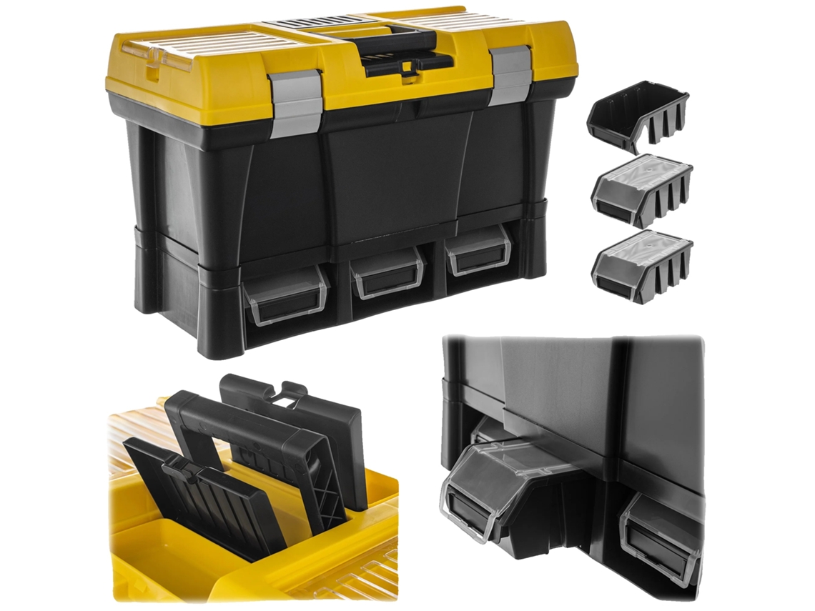 Organizador De Caixa De Ferramentas, Material Plástico, 16 X 10 X 6 Polegadas, Adequado Para Vários Tipos De Ferramentas, Construção Robusta, Layout