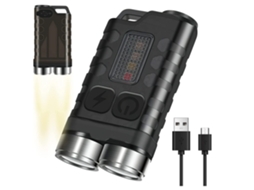 Lanterna, 10 Modos De Luz 900 Lúmens Altos Ip65 Portátil Edc Lanterna Com Luz Lateral Uv E Base Traseira Magnética Yizhood (preta)