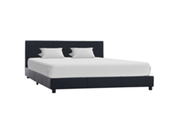 Vidaxl Estrutura De Cama 160x200 Cm Couro Artificial Preto
