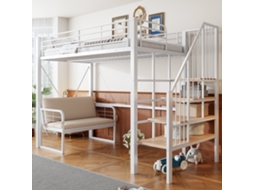 Beliche Metal 90x200 Sofá Estofado Removível Escada Branco