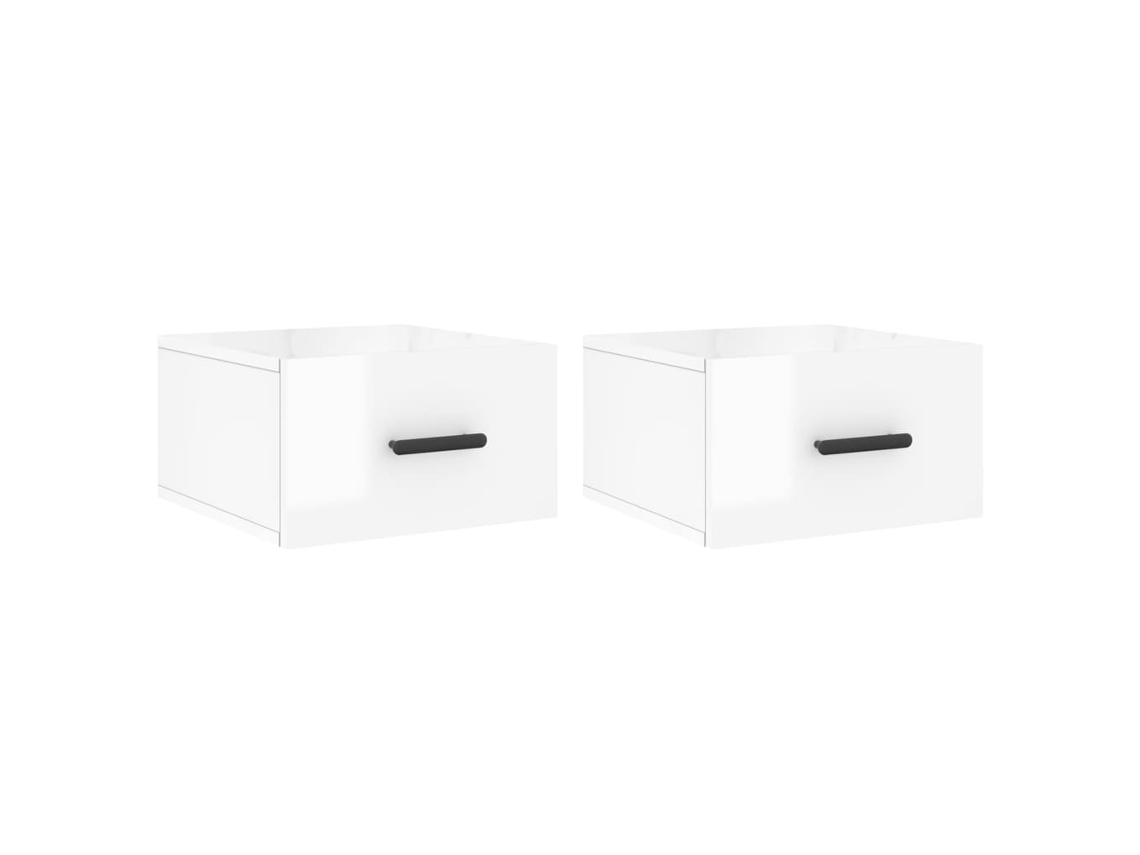 Conjunto de Mesas de Cabeceira Parede 2 Pcs Branco Brilhante MAISON EXCLUSIVE (35x35x20 cm)